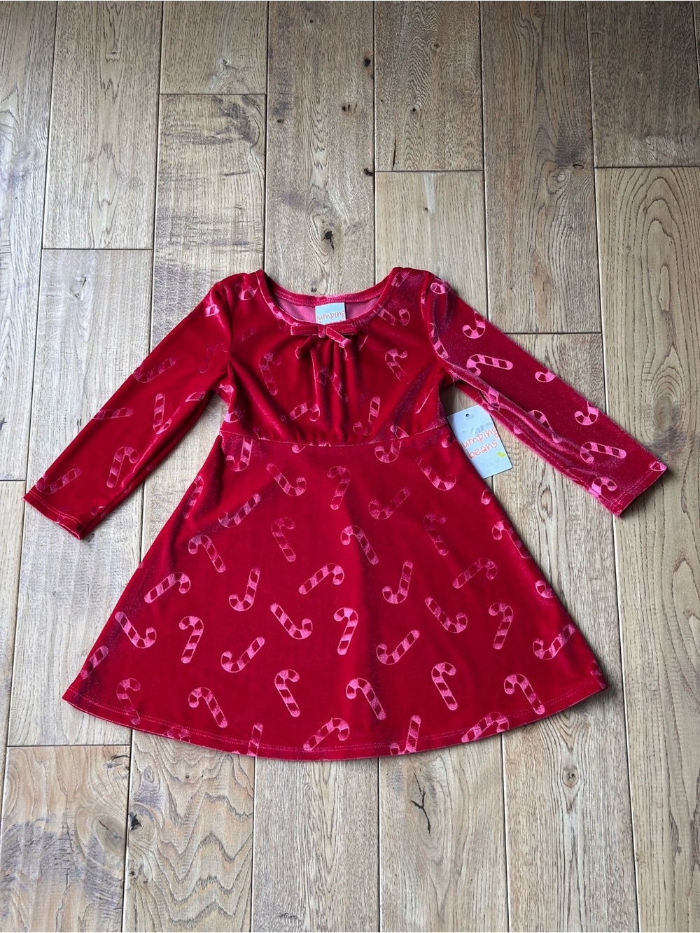 NEW Jumping Beans Candy Cane Red Velour Dress size 2T